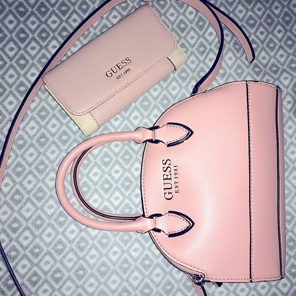Small pink Guess bag and wallet